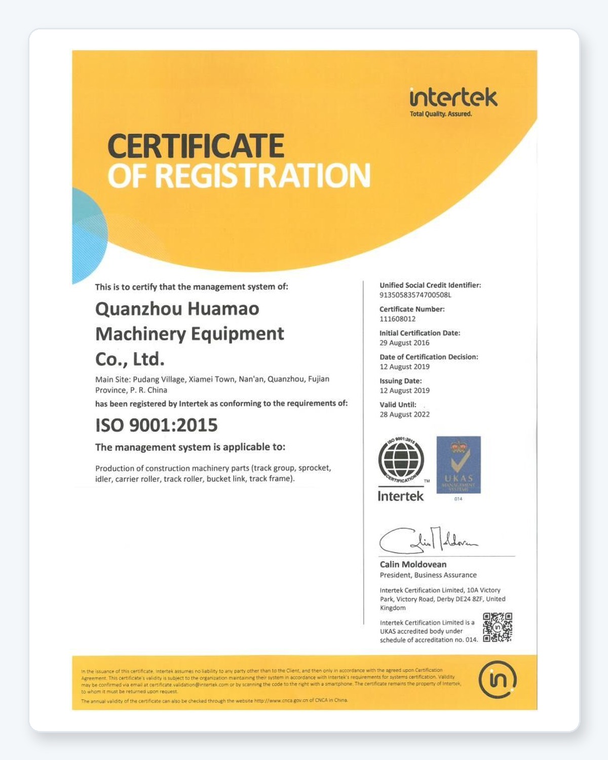 ISO 9001:2015 Certificate